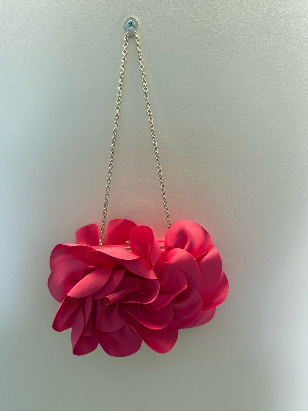 Pink Floral Accent Chain-Handle Women’s Evening Bag - Picture 2 of 5